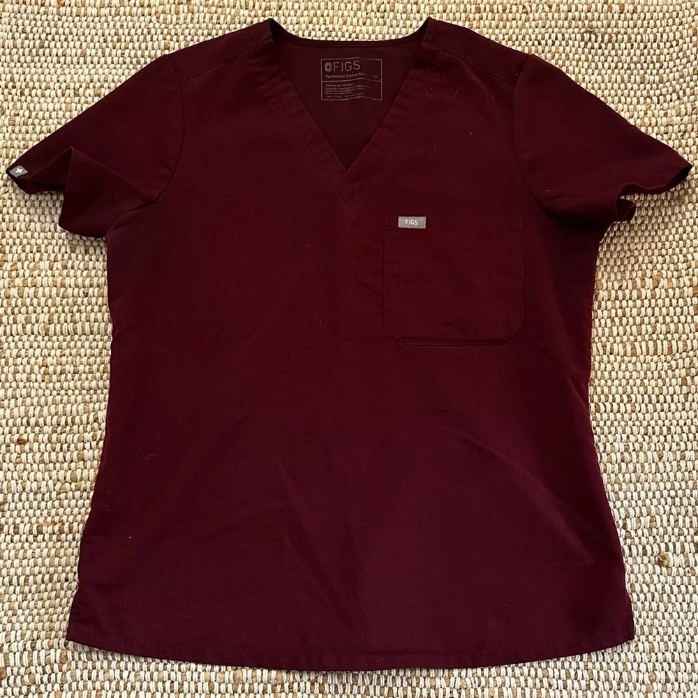 Figs Women's Burgundy Straight Leg Pants - Picture 3 of 6